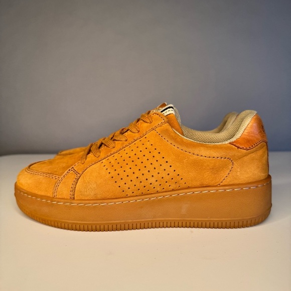 ba&sh Women’s Suede Cuba Perforated Platform Sneakers Camel Tan Size 37 / 7.5 US - Picture 6 of 13